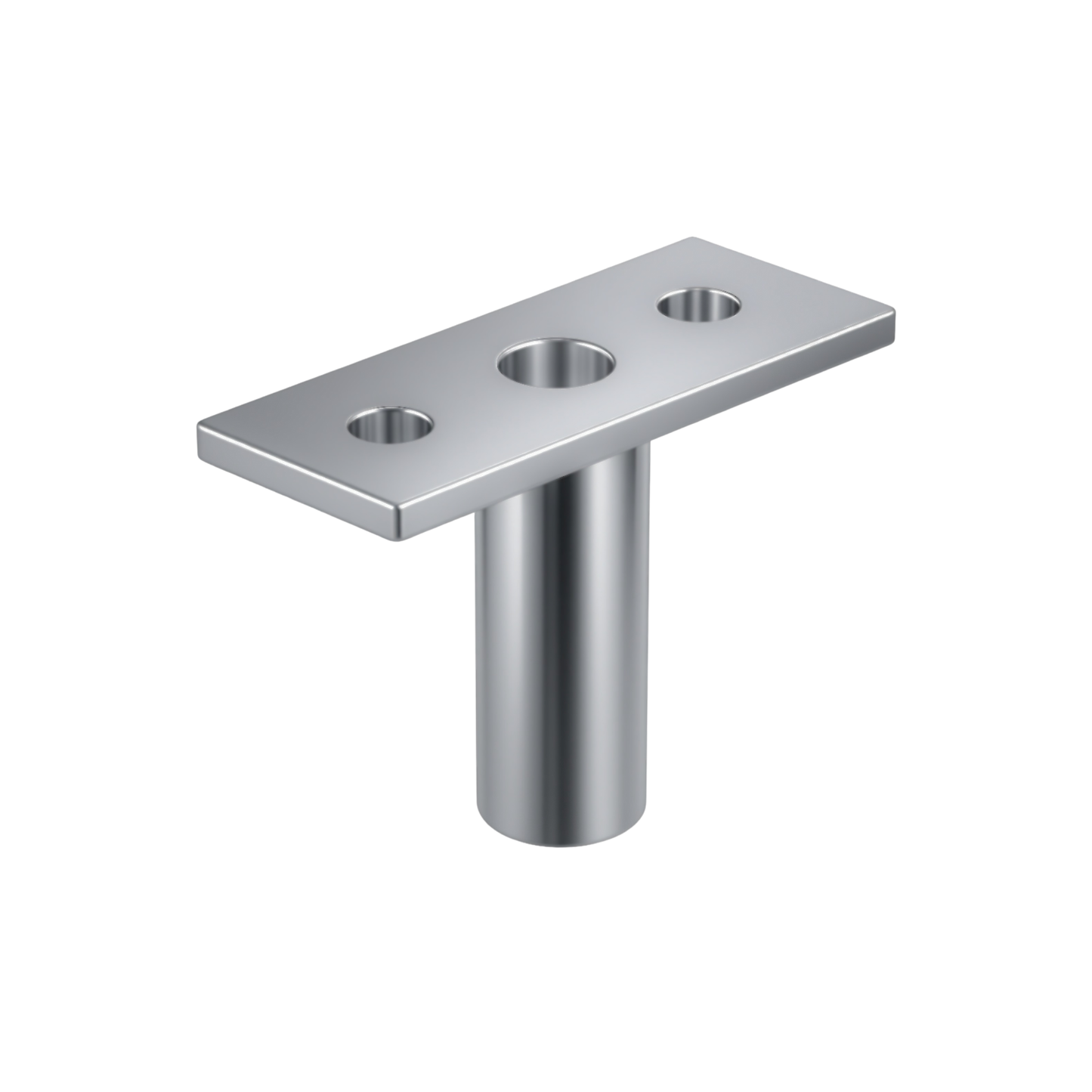 Front view of an aluminum bow socket with a round receiver tube and four mounting holes for secure installation.