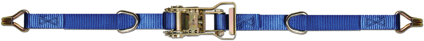 Ancra Cargo® Mini Ratchet Strap Assembly with Wire Hooks & Sliding D-Rings
