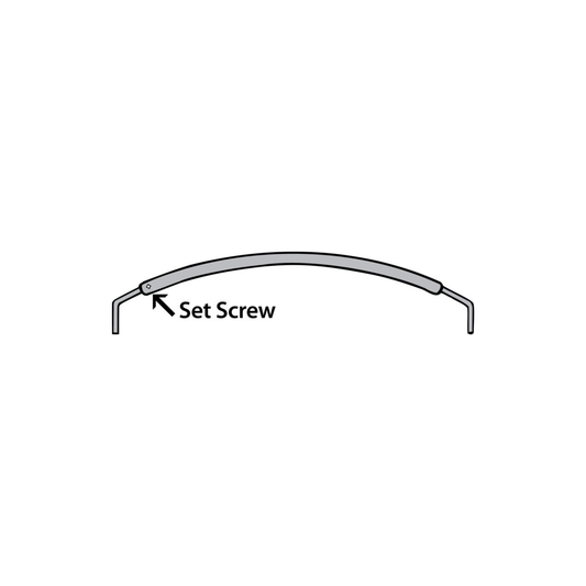 A simple line drawing of a small metal hardware piece on a white background, with an arrow and the text 'Set Screw' pointing to one end.