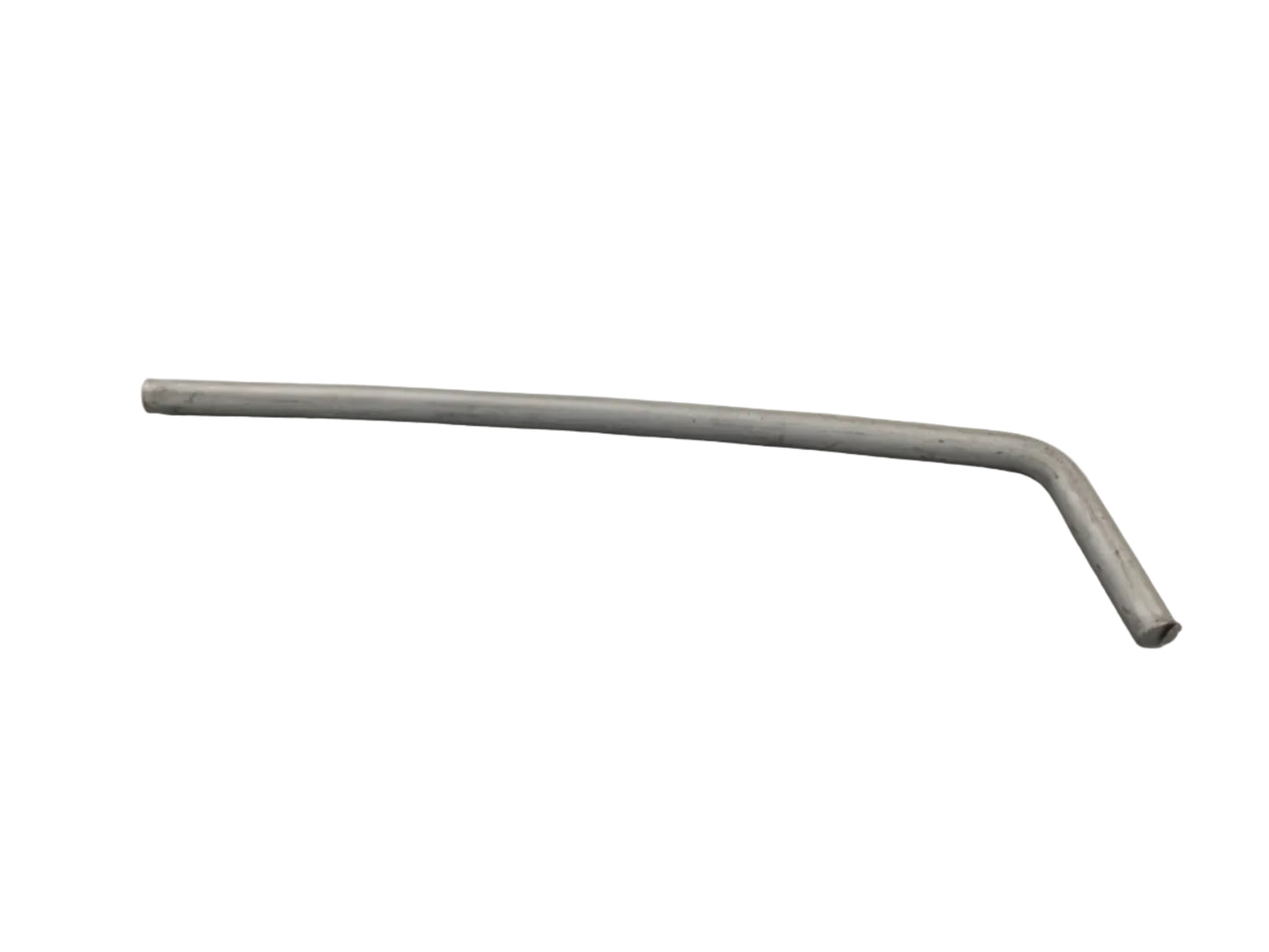 Long metal rod with a slight bend near one end, featuring a rounded tip, shown against a plain light background.