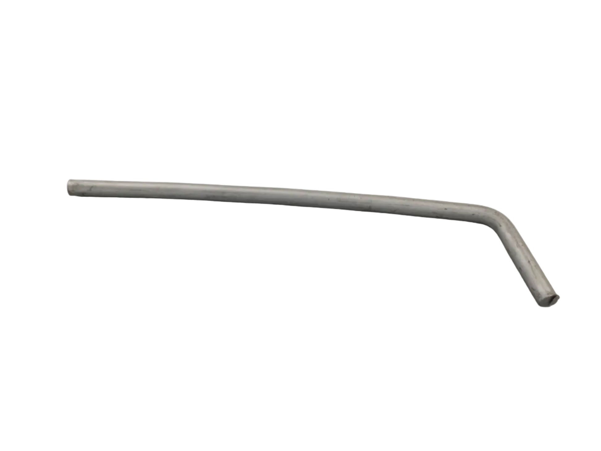 Long metal rod with a slight bend near one end, featuring a rounded tip, shown against a plain light background.