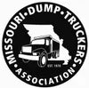 Missouri Dump Truckers Association circular logo featuring a dump truck illustration and white text on a black background.
