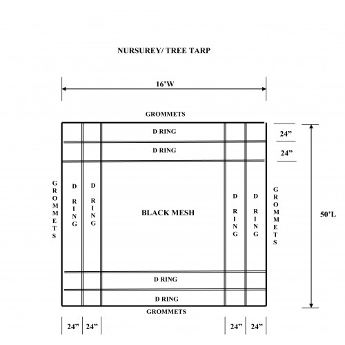 16 W X 50 L Flat Tarp Black Mesh